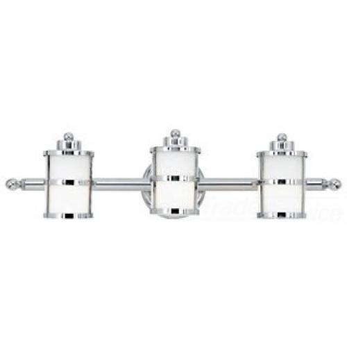 6.50IN H 26.00IN W 7.00IN L BULB QTY 3 BASE FINISH C - POLISHED CHROME ITEM WEIGHT 7.30 BP HEIGHT IN 5.00, BP WIDTH IN 5.00